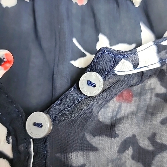 Abercrombie & Fitch Floral Navy Blue Sheer Blouse Top Size Medium - Picture 5 of 8